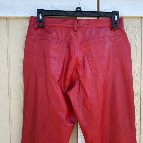 Vintage Y2K No Boundaries Red Faux Leather PVC Bootcut Pants Junior’s Size 13 - Picture 4 of 6